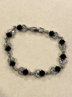 Green & Silver Crystal Link Bracelet